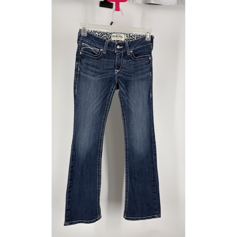 Ariat R.E.A.L. Denim Jeans Womens 28S Blue Low Rise Bootcut Embroidered Western